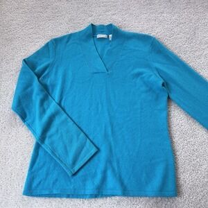 CH Classics 100 Cashmere Sweater V Neck Size M Blue